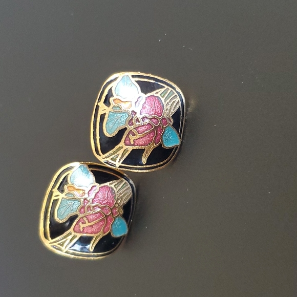 Vintage Retro Floral Earrings Gold-tone - Picture 3 of 7